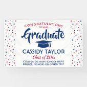 Abschluss Confetti Moderne Rot Weiß und Blau Banner (Horizontal)