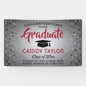 Abschluss Confetti Pinsel Rot und Schwarz Banner (Horizontal)