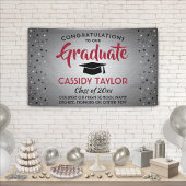 Abschluss Confetti Pinsel Rot und Schwarz Banner