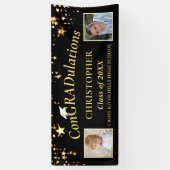 Abschluss ConGRADulationen Foto Black Gold Stars Banner (Vertikal)