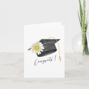 Abschluss-Congrats-Cap mit Blumen-Einladung Karte