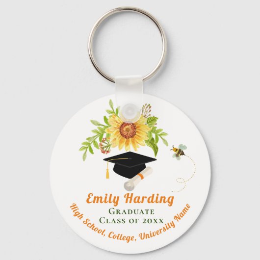 Abschluss Congratulation Class of Floral Blume Schlüsselanhänger (Vorderseite)