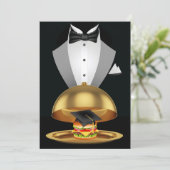 Abschluss Cookout Tuxedo Hamburger Einladung (Stehend Vorderseite)