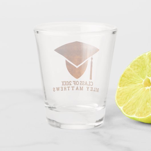 Abschluss Copper University Uni beibehalten Schnapsglas (Rückseite)