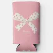 Abschluss Coquette White & Pink Bow Personalisiert Selters Dosenkühler (Vorderseite)