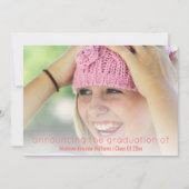 Abschluss Coral Pink Einfach Weißes Overlay Foto Ankündigung (Vorderseite)