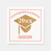 Abschluss Coral Pink Gold Cap Herzlichen Glückwuns Serviette (Vorderseite)