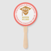 Abschluss Coral Pink Gold Foto Herzlichen Glückwun Fächer (Vorderseite)