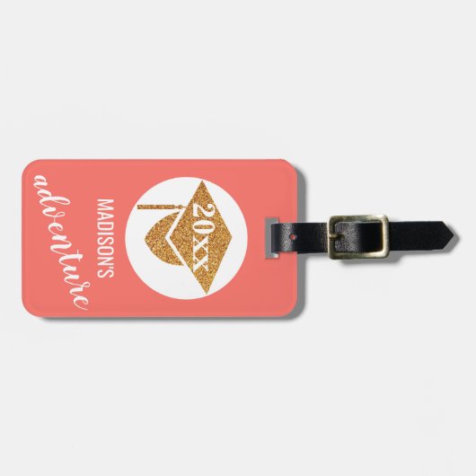 Abschluss Coral Pink Gold Reiseabenteuer Gepäckanhänger (Vorderseite horizontal)