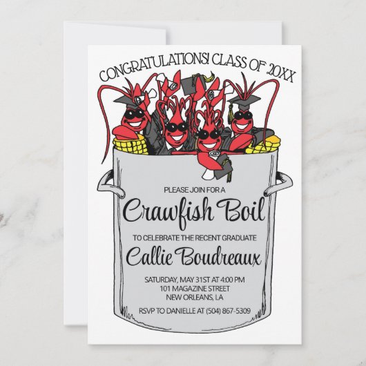 Abschluss Crawfish Boil Einladung (Vorderseite)