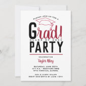 Abschluss Crimson und Schwarzes Party Einladung (Vorderseite)