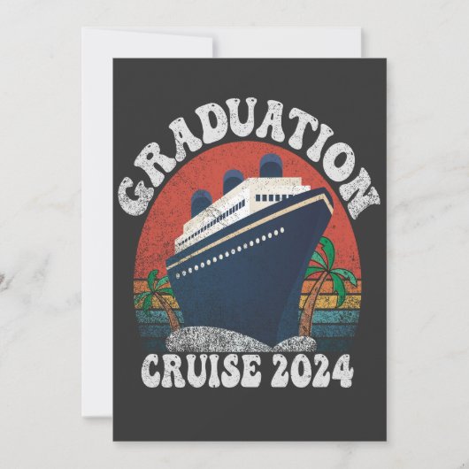 Abschluss Cruise 2024 Funny Summer Vacation Retro Einladung (Vorderseite)