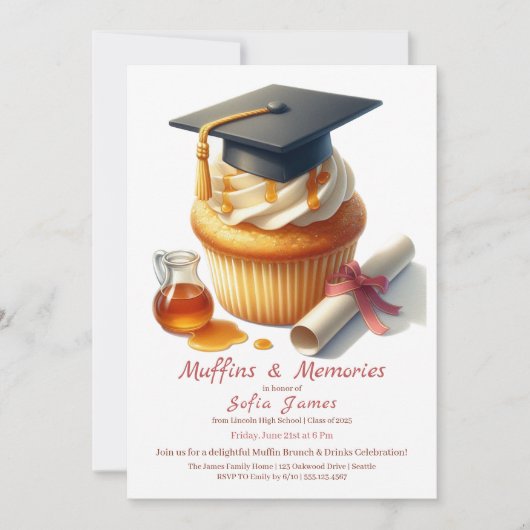 Abschluss-Cupcake-Brunch-Feier Einladung (Vorderseite)