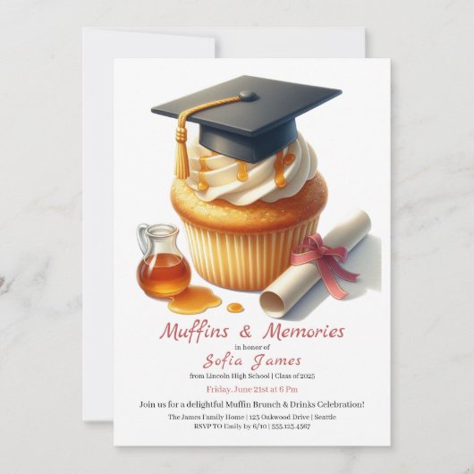 Abschluss-Cupcake-Brunch-Feier Einladung (Vorderseite)