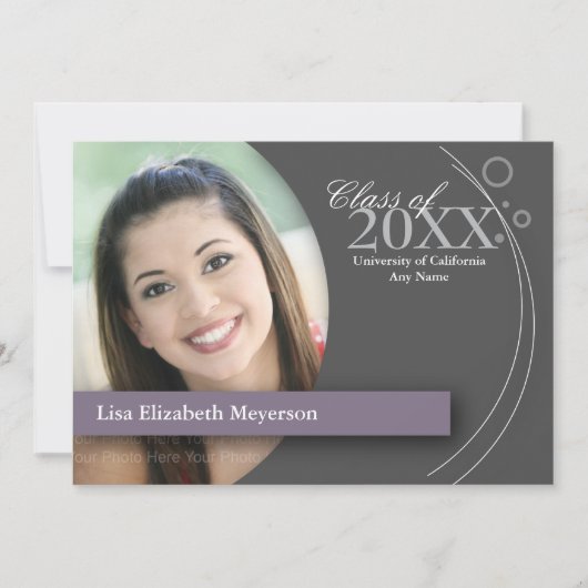 Abschluss Curve & Dots: Benutzerdefiniert Lila Einladung (Vorderseite)