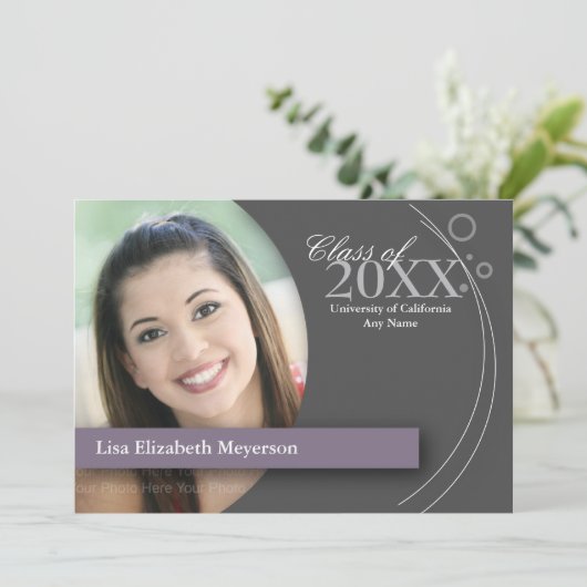 Abschluss Curve & Dots: Benutzerdefiniert Lila Einladung (Stehend Vorderseite)