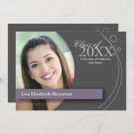 Abschluss Curve & Dots: Benutzerdefiniert Lila Einladung (Vorne/Hinten)