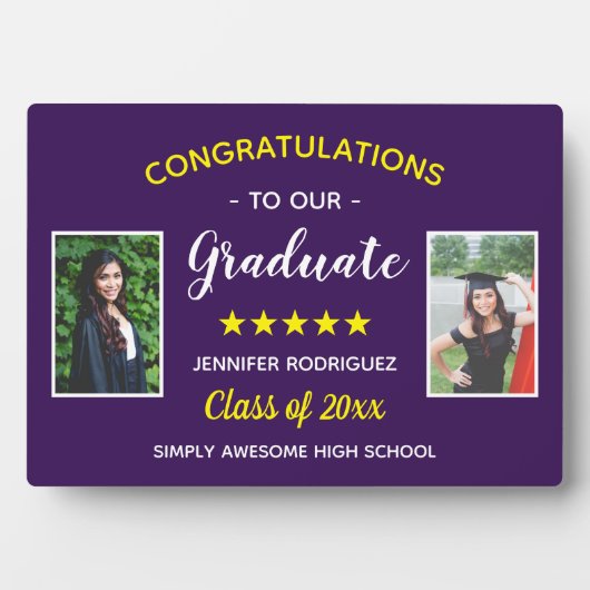 Abschluss Custom 2 Foto Herzlichen Glückwunsch Gra Fotoplatte (Vorderseite)