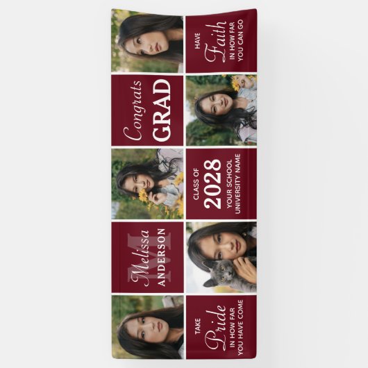 Abschluss Custom 5 Foto Collage Glückwunsch Grad Banner (Vertikal)