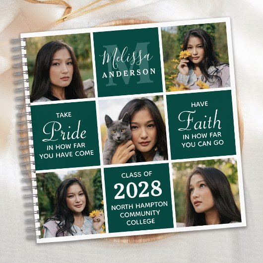 Abschluss Custom 5 Foto Collage GuestBook Notizblock