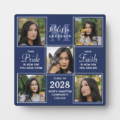 Abschluss Custom 5 Foto Collage Senior Navy Blue Fotoplatte (Vorderseite)