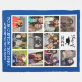 Abschluss Custom Foto Collage Blue Fleecedecke (Vorderseite (Horizontal))