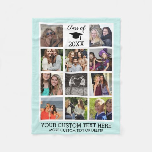 Abschluss Custom Foto Collage Class Fleecedecke (Vorderseite)