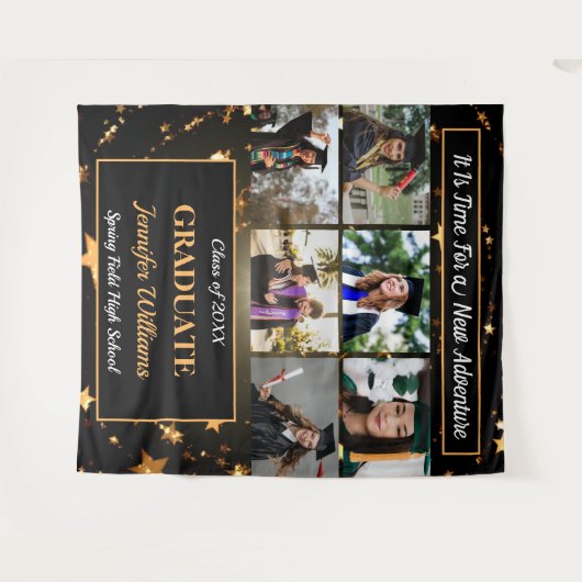 Abschluss Custom Foto Collections Name Class Year  Wandteppich (Vorderseite (Horizontal))