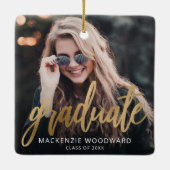 Abschluss Custom Foto Gold Script Keepake Keramikornament (Rückseite)