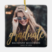 Abschluss Custom Foto Gold Script Keepake Keramikornament (Vorderseite)