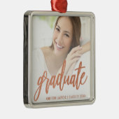 Abschluss Custom Foto Rose Gold Script Keepake Ornament Aus Metall (Rechts)