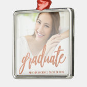 Abschluss Custom Foto Rose Gold Script Keepake Ornament Aus Metall (Links)