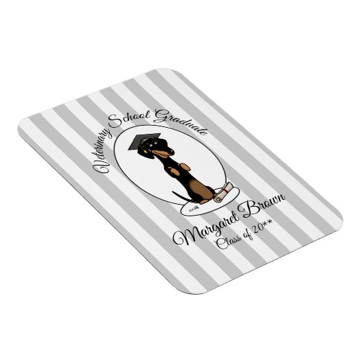 Abschluss Dackel Hund (schwarz & tan) Niedlich Magnet (Rechte Seite)