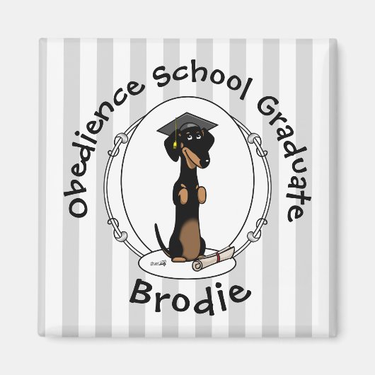 Abschluss Dackel Hund (schwarz & tan) Niedlich Magnet (Vorne)