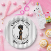 Abschluss Dackel Hund (schwarz & tan) Niedlich Pappteller (Party)