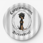 Abschluss Dackel Hund (schwarz & tan) Niedlich Pappteller (Vorderseite)
