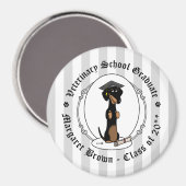 Abschluss Dackel (schwarz & tan) - Niedlicher Hund Magnet (Vorderseite/Rückseite)