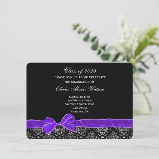 Abschluss-Dämpferbauweise mit lila Bugbügel Einladung (Stehend Vorderseite)