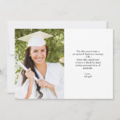 Abschluss DANK IHNEN Foto Script Grad Cap Dankeskarte (Rückseite)