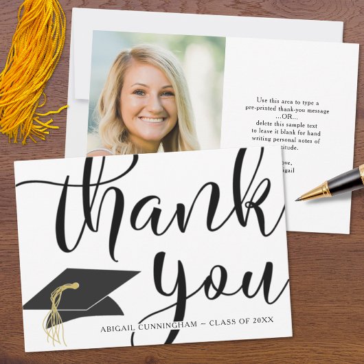 Abschluss DANK IHNEN Foto Script Grad Cap Dankeskarte