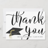 Abschluss DANK IHNEN Foto Script Grad Cap Dankeskarte (Vorderseite)