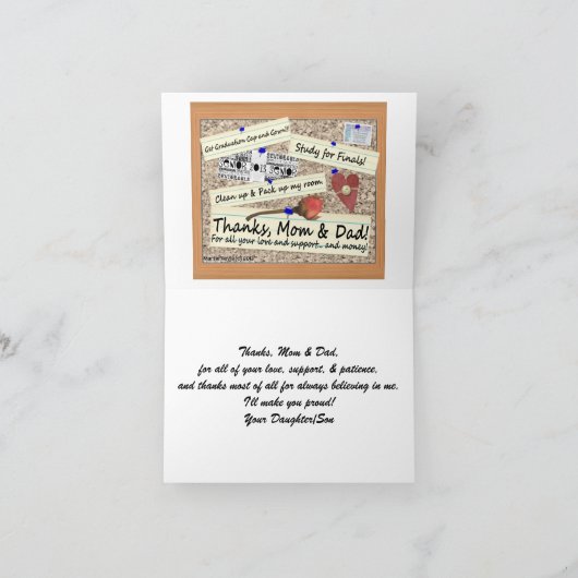 Abschluss - Dank, Mama u. Vater (personifizieren Dankeskarte (Innenseite)