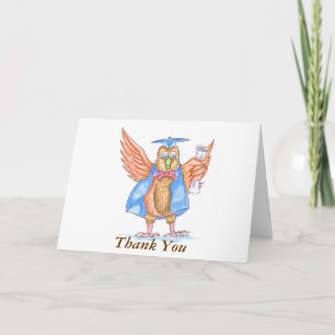 Abschluss Danke - Cartoon Owl in Cap and Gown