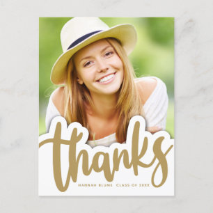 Abschluss Danke Handgeschriebenes Design über Fo Postkarte