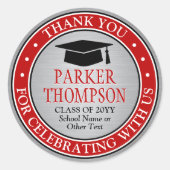 Abschluss Danke Ihnen Elegant Red Gray Schwarz-wei Runder Aufkleber (Vorderseite)