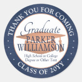 Abschluss danke Ihnen gebürstete Navy Weiß und Kup Runder Aufkleber (Vorderseite)