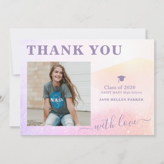 Abschluss danke Ihnen, Girly rosa FOTO Postcard (Vorderseite)