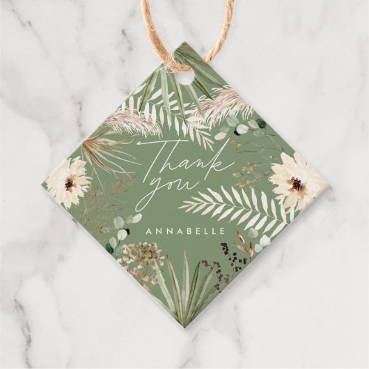 Abschluss danke Ihnen moderne Pampas Salbei Geschenkanhänger (Vorderseite)