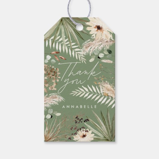 Abschluss danke Ihnen sage grüne Pampas eucalyptus Geschenkanhänger (Vorderseite)