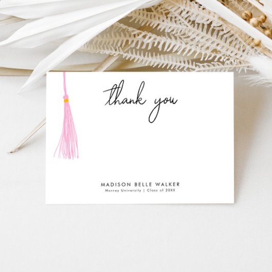 Abschluss Danke, Light Pink Tassel Dankeskarte